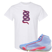 Fadeaway 38s T Shirt | Coiled Snake, White