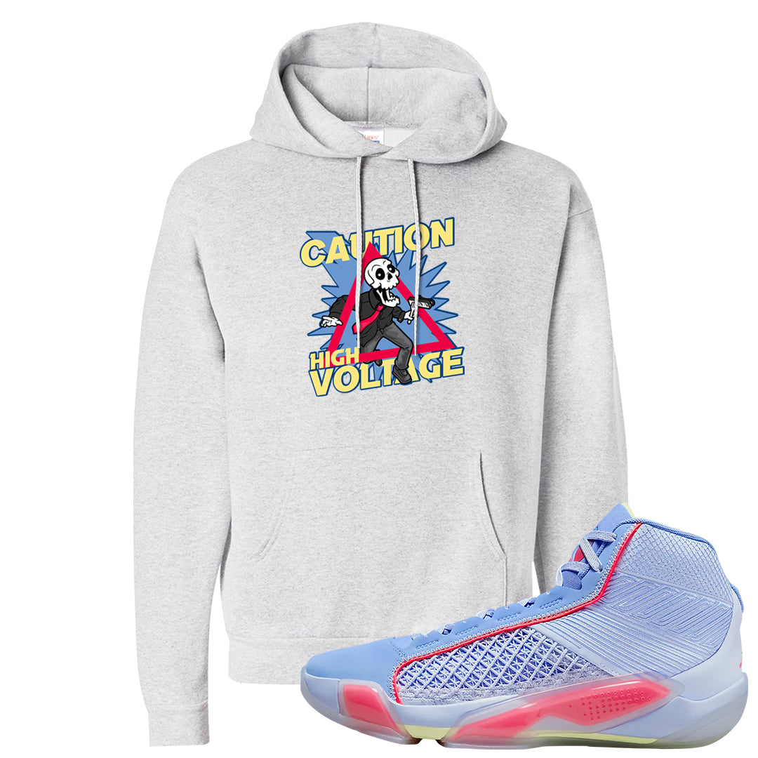 Fadeaway 38s Hoodie | Caution High Voltage, Ash