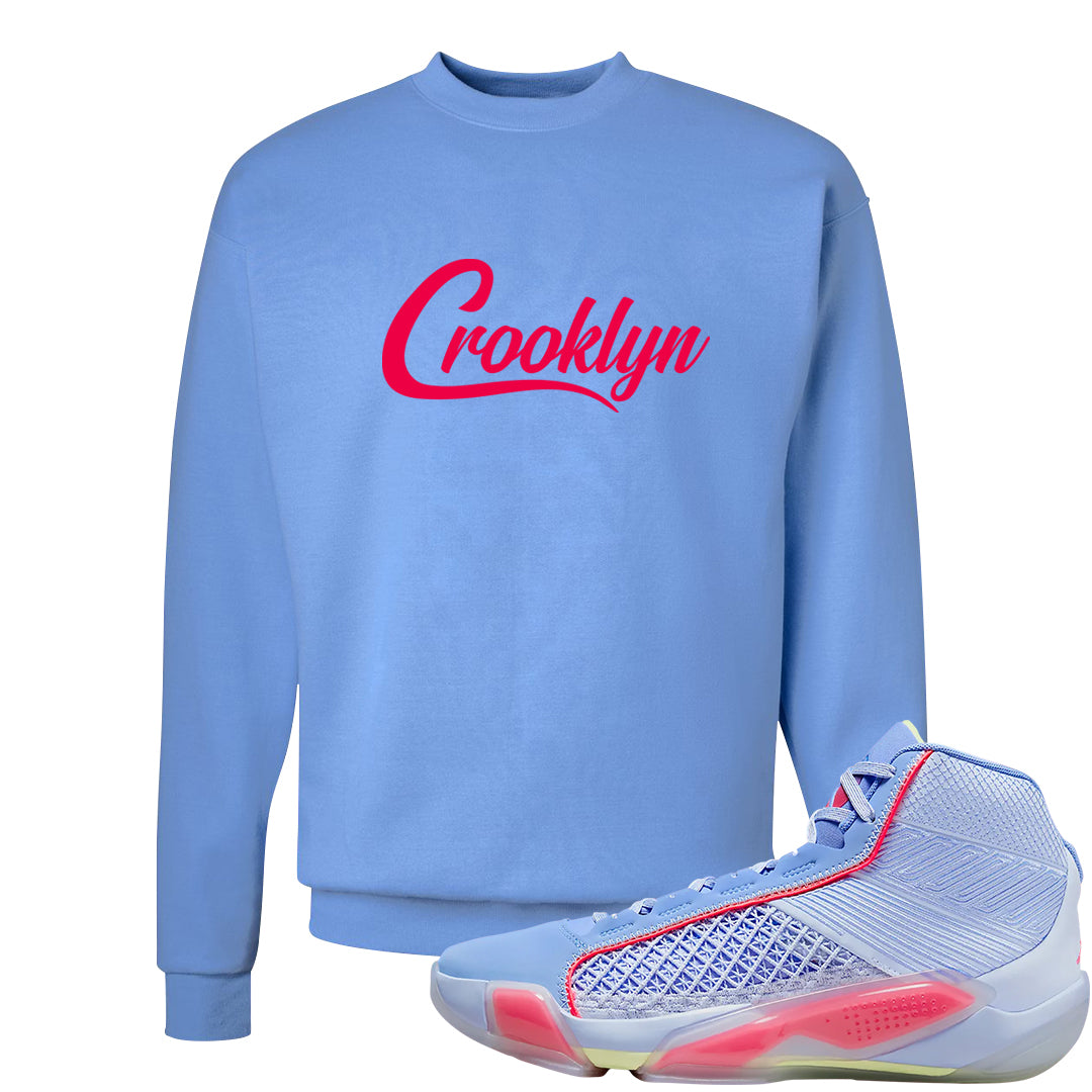 Fadeaway 38s Crewneck Sweatshirt | Crooklyn, Carolina Blue
