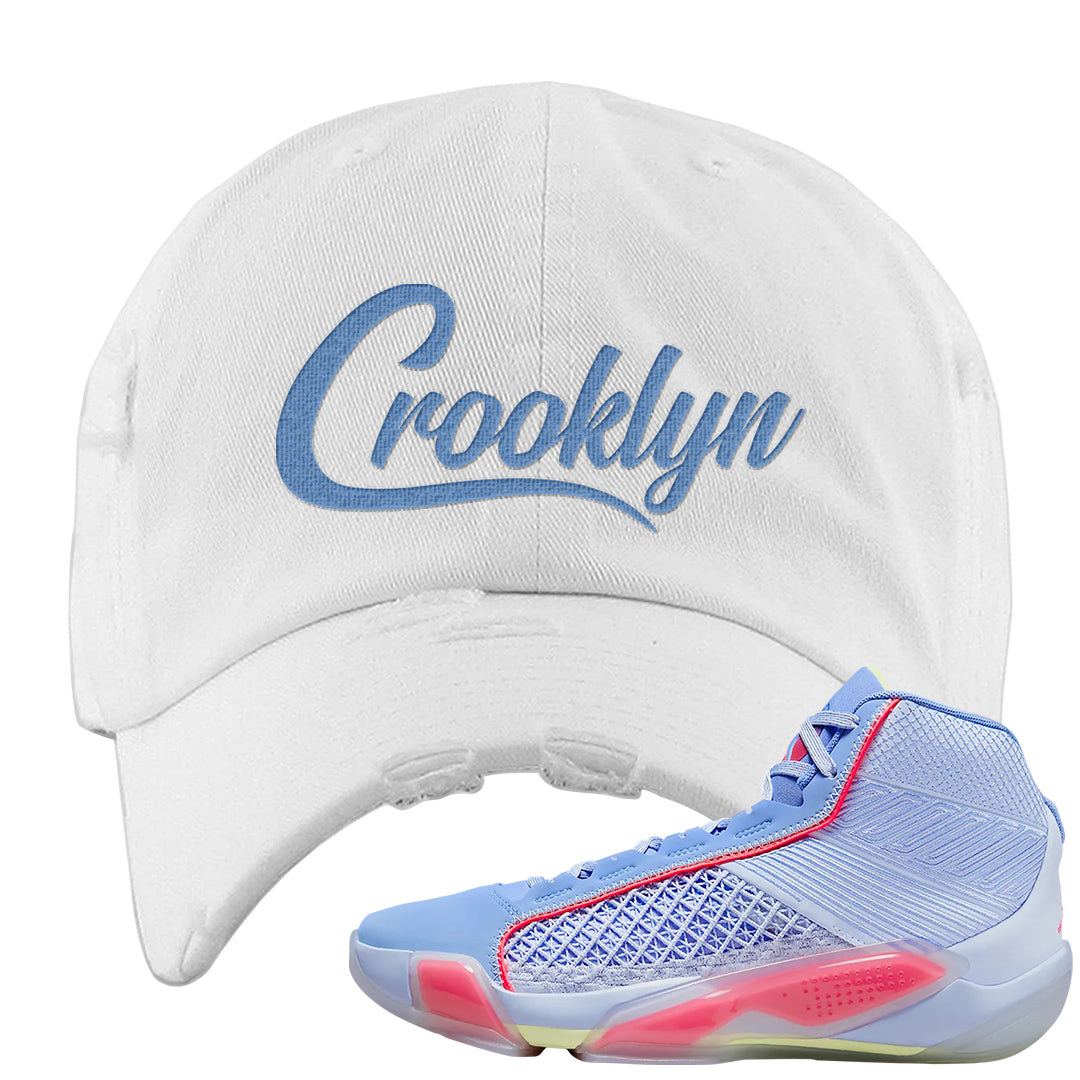 Fadeaway 38s Distressed Dad Hat | Crooklyn, White
