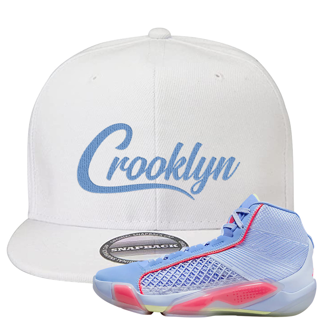 Fadeaway 38s Snapback Hat | Crooklyn, White