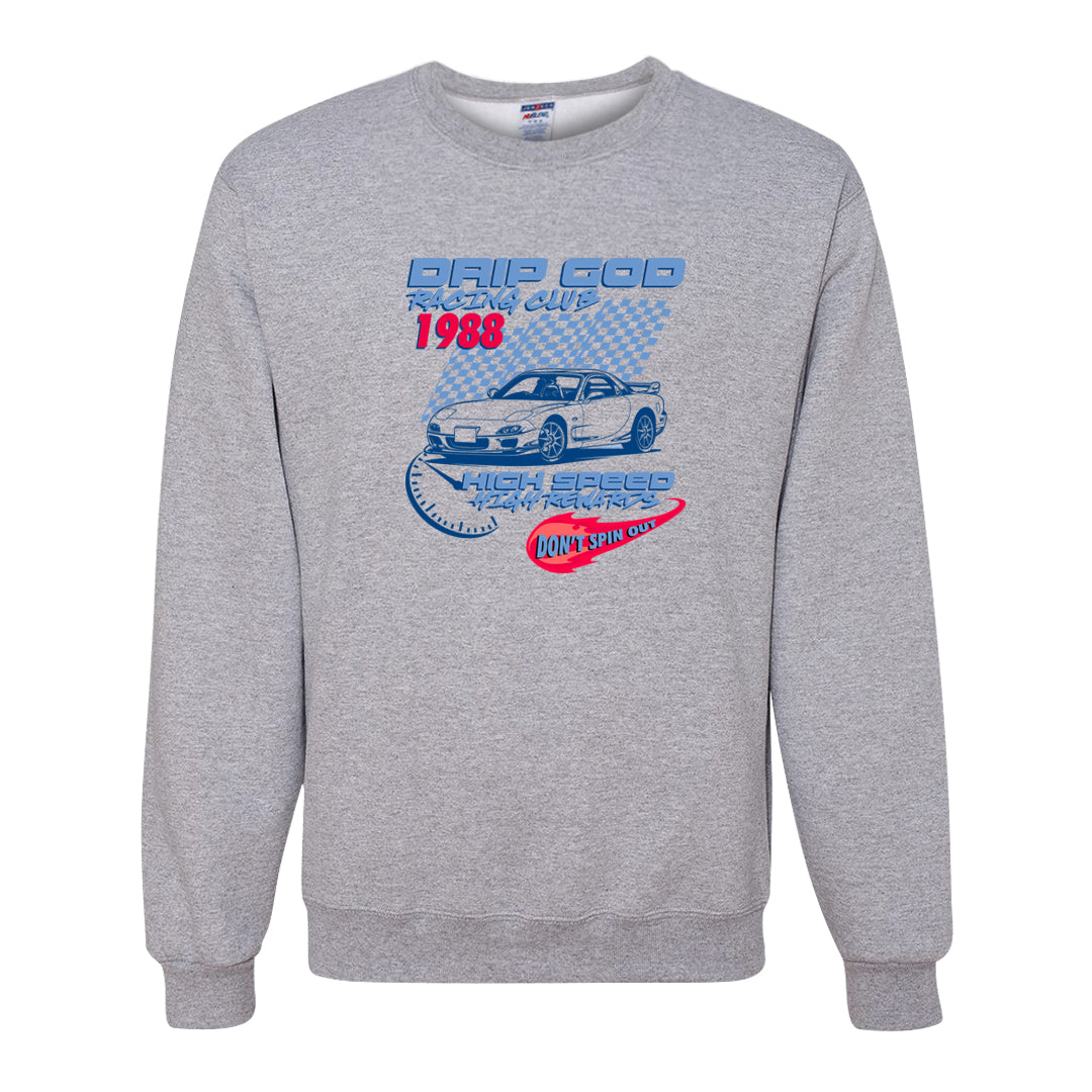 Fadeaway 38s Crewneck Sweatshirt | Drip God Racing Club, Ash