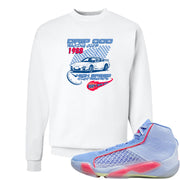 Fadeaway 38s Crewneck Sweatshirt | Drip God Racing Club, White