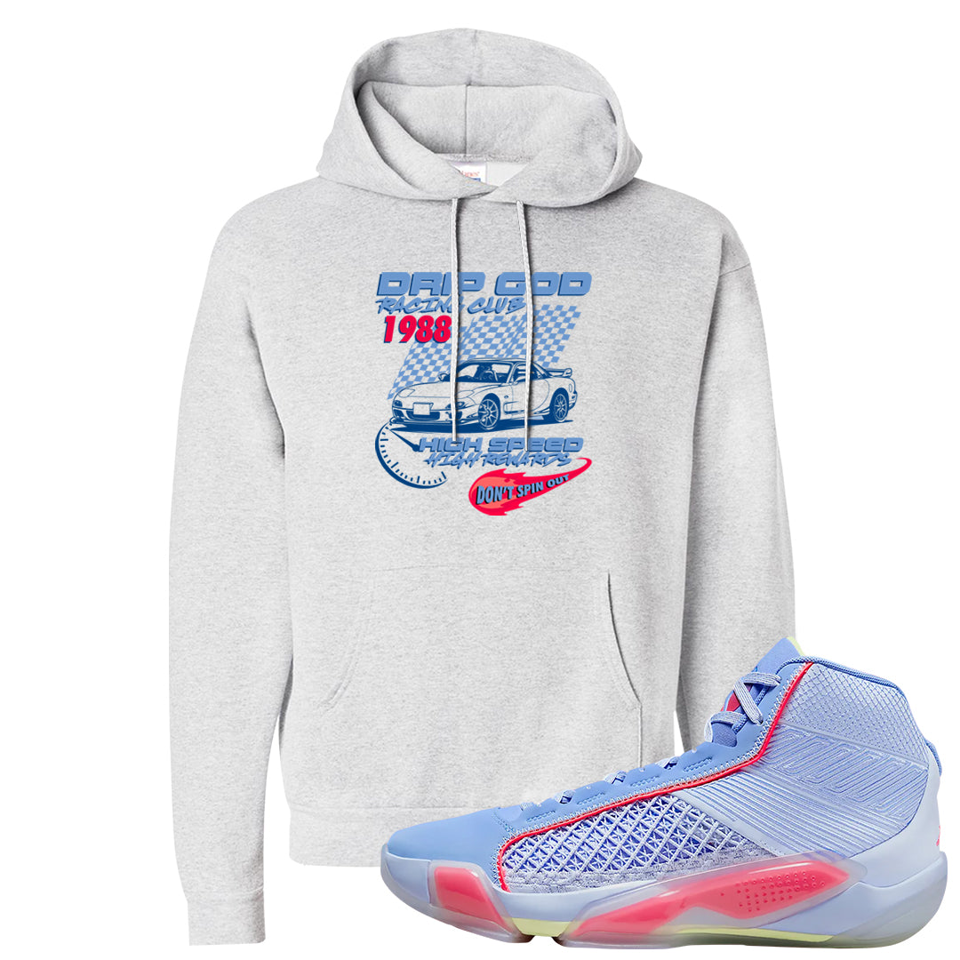 Fadeaway 38s Hoodie | Drip God Racing Club, Ash