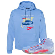 Fadeaway 38s Hoodie | Drip God Racing Club, Carolina Blue