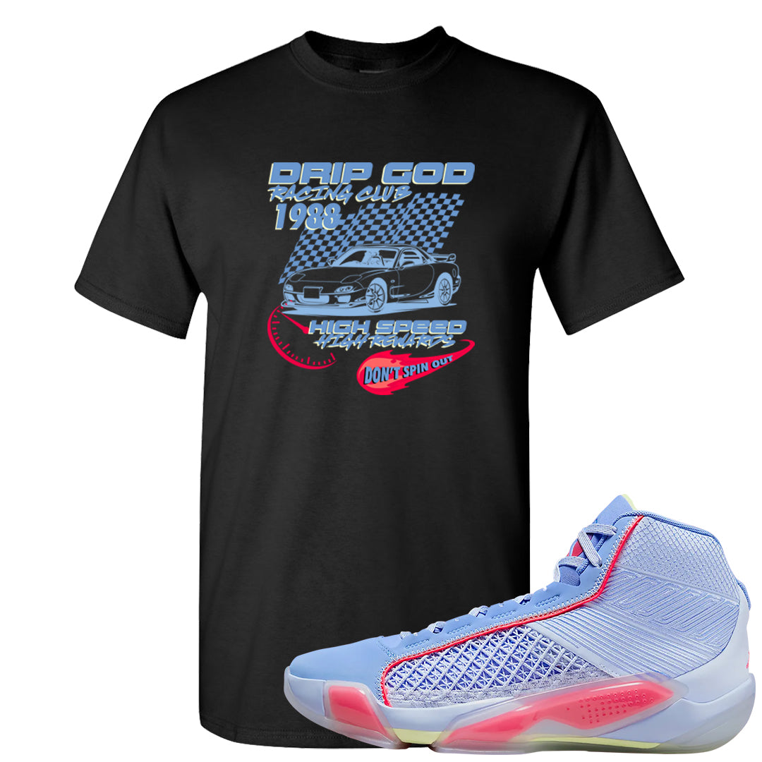 Fadeaway 38s T Shirt | Drip God Racing Club, Black
