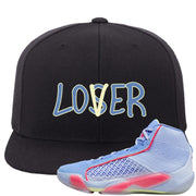 Fadeaway 38s Snapback Hat | Lover, Black