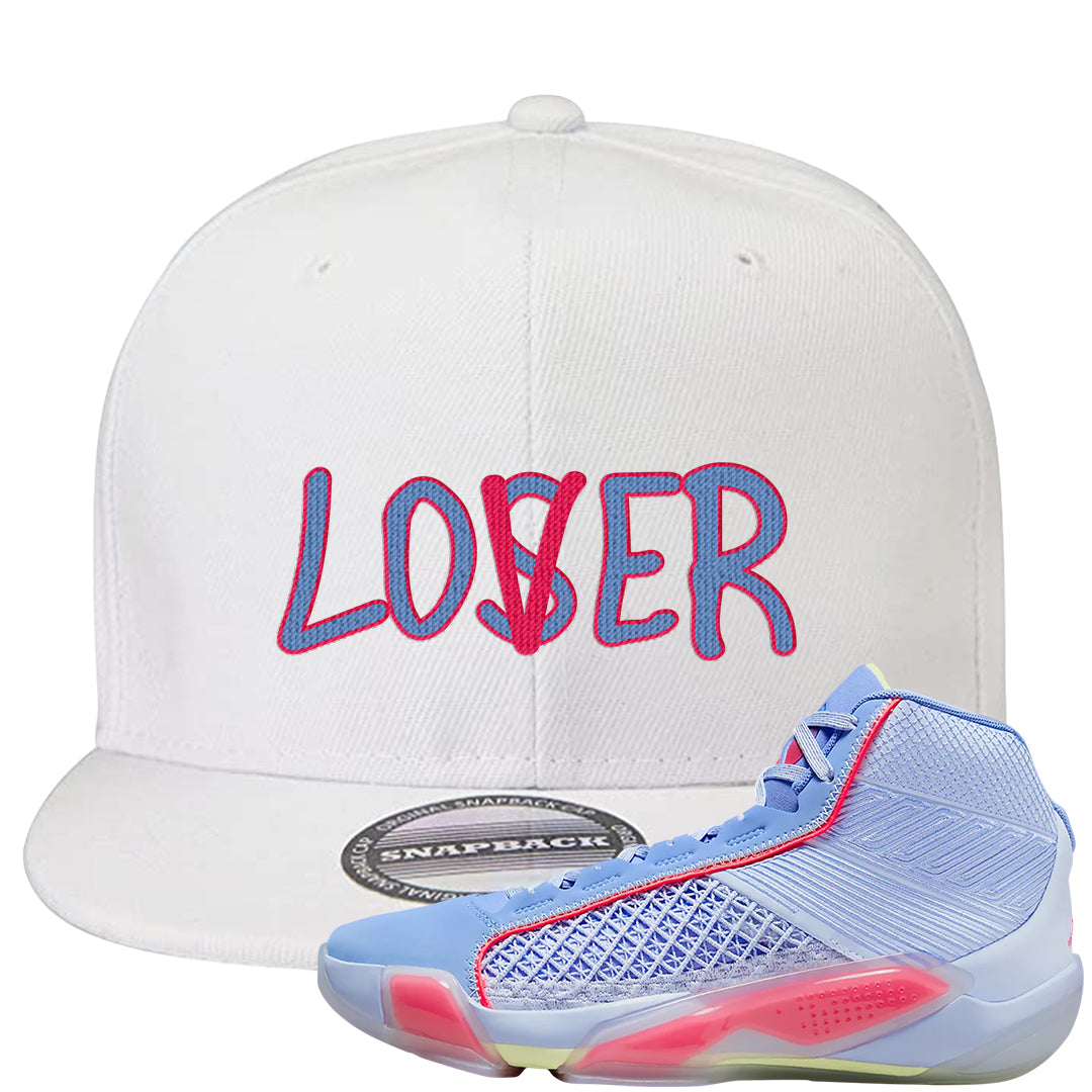 Fadeaway 38s Snapback Hat | Lover, White