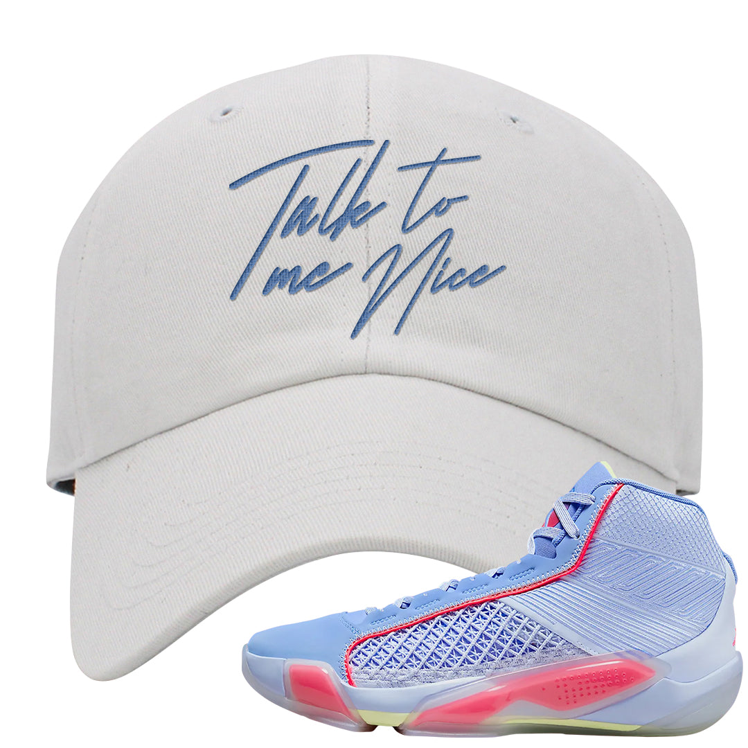 Fadeaway 38s Dad Hat | Talk To Me Nice, White