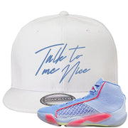 Fadeaway 38s Snapback Hat | Talk To Me Nice, White