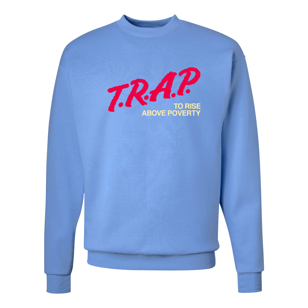 Fadeaway 38s Crewneck Sweatshirt | Trap To Rise Above Poverty, Carolina Blue