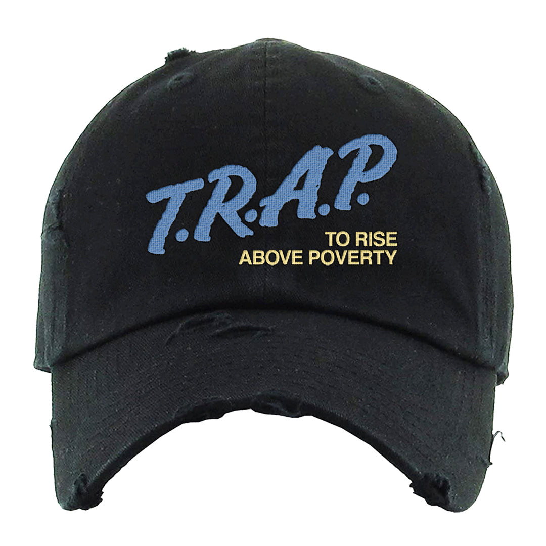 Fadeaway 38s Distressed Dad Hat | Trap To Rise Above Poverty, Black