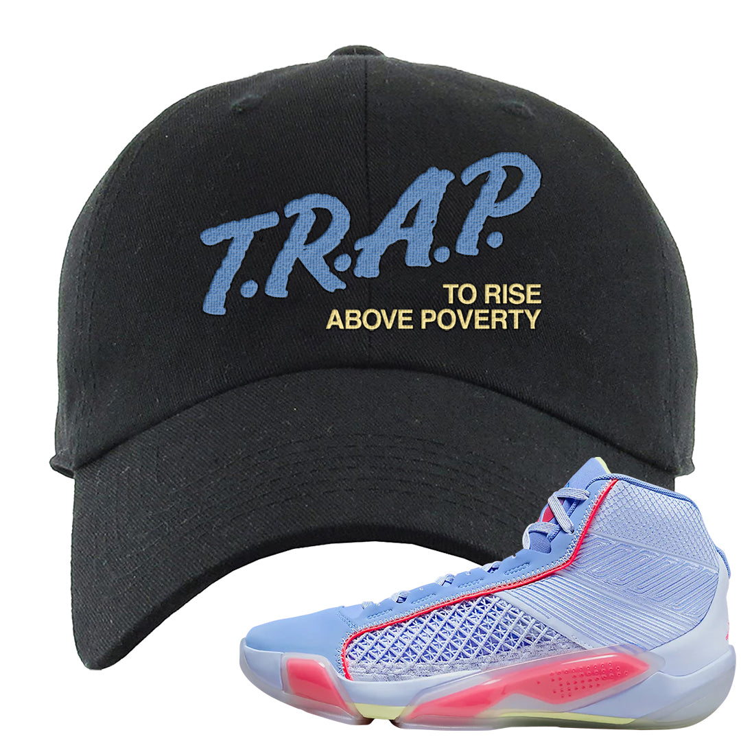 Fadeaway 38s Dad Hat | Trap To Rise Above Poverty, Black