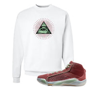 Year of the Dragon 38s Crewneck Sweatshirt | All Seeing Eye, White