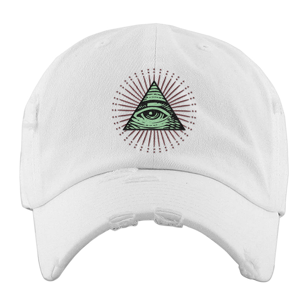 Year of the Dragon 38s Distressed Dad Hat | All Seeing Eye, White