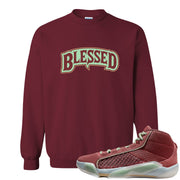 Year of the Dragon 38s Crewneck Sweatshirt | Blessed Arch, Garnet