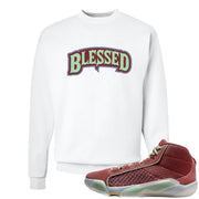 Year of the Dragon 38s Crewneck Sweatshirt | Blessed Arch, White