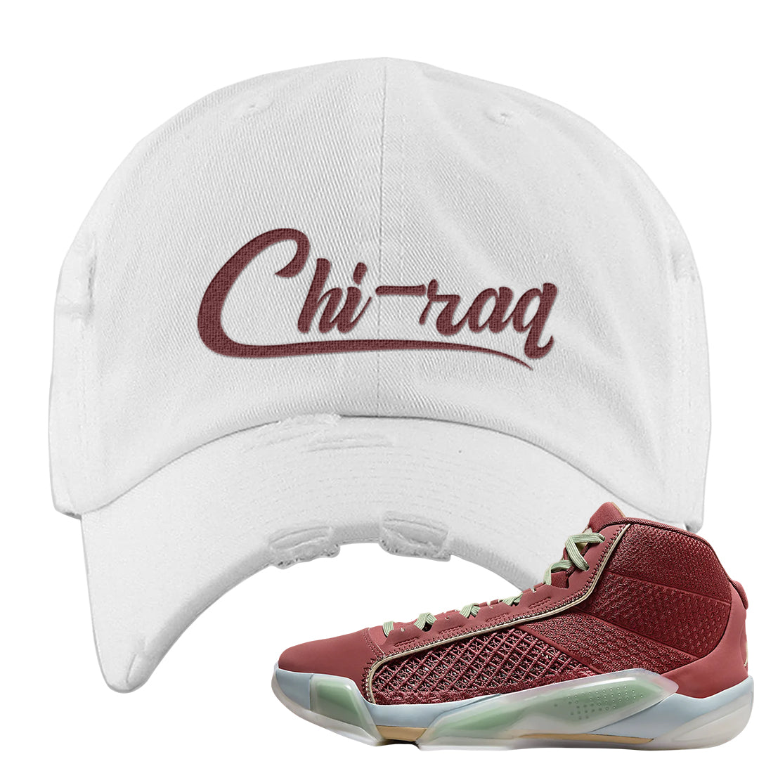 Year of the Dragon 38s Distressed Dad Hat | Chiraq, White