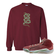 Year of the Dragon 38s Crewneck Sweatshirt | Coiled Snake, Garnet