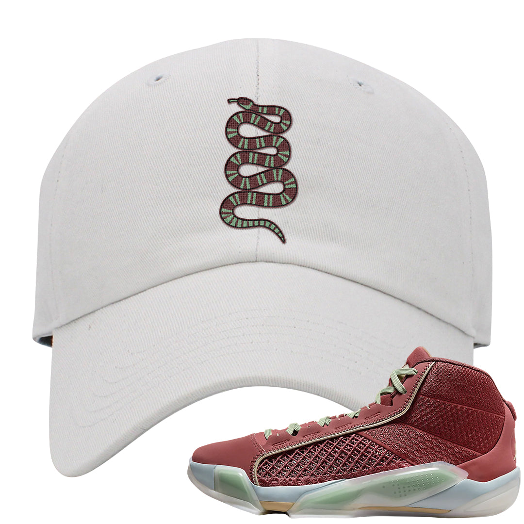 Year of the Dragon 38s Dad Hat | Coiled Snake, White