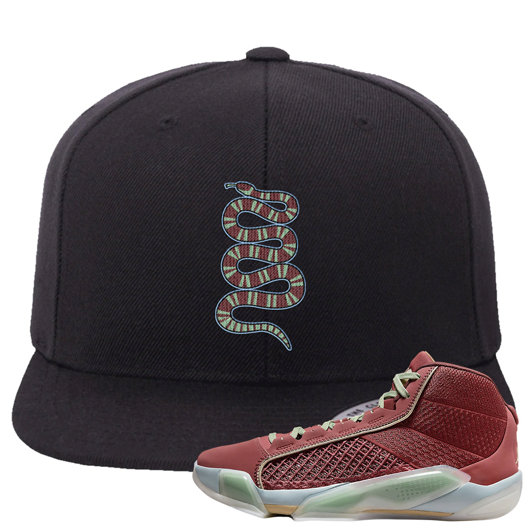 Year of the Dragon 38s Snapback Hat | Coiled Snake, Black