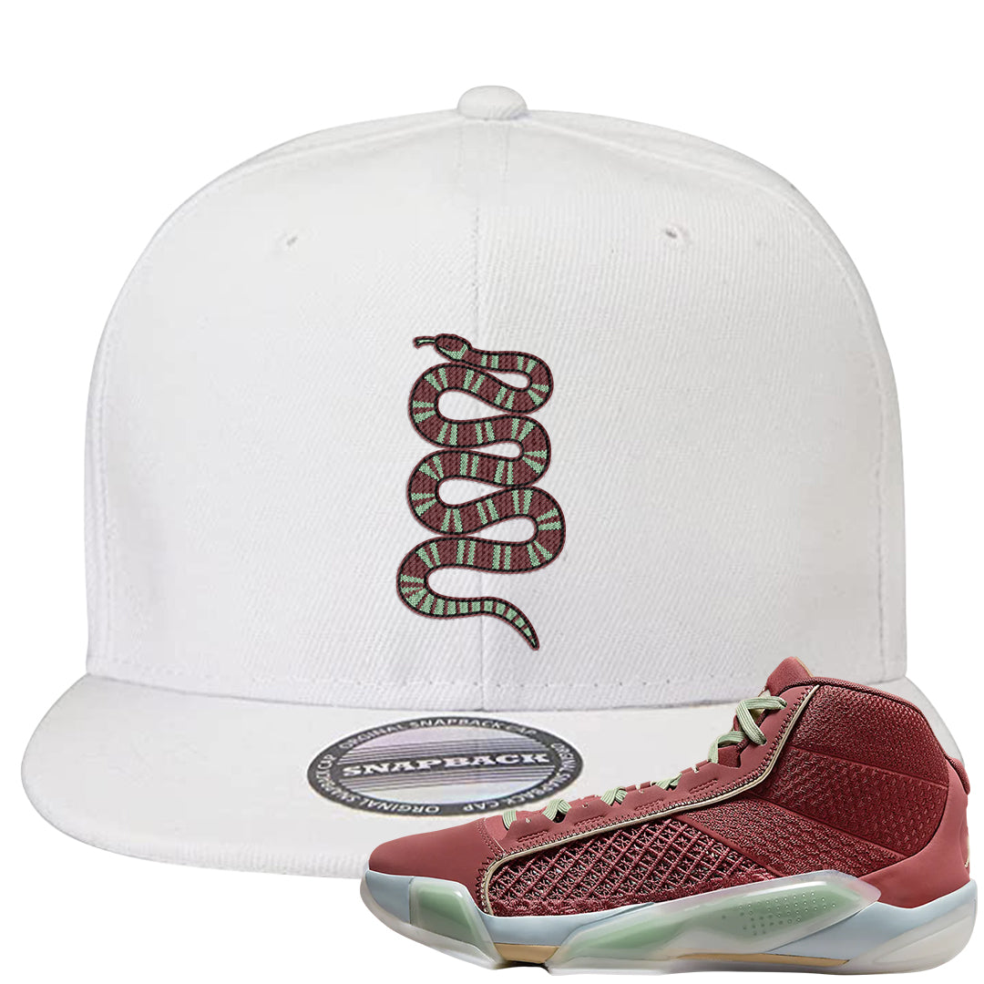 Year of the Dragon 38s Snapback Hat | Coiled Snake, White