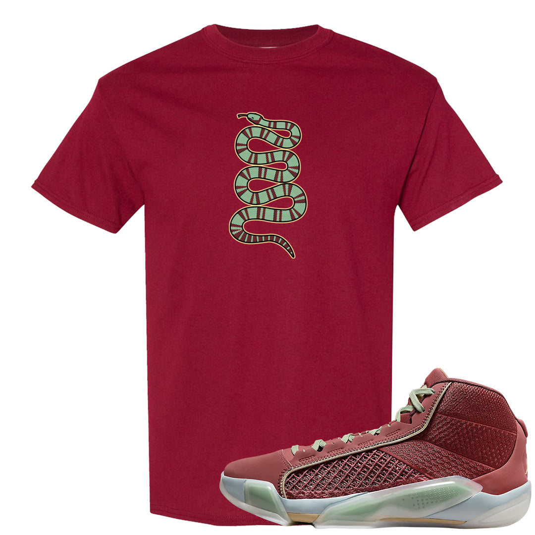 Year of the Dragon 38s T Shirt | Coiled Snake, Garnet