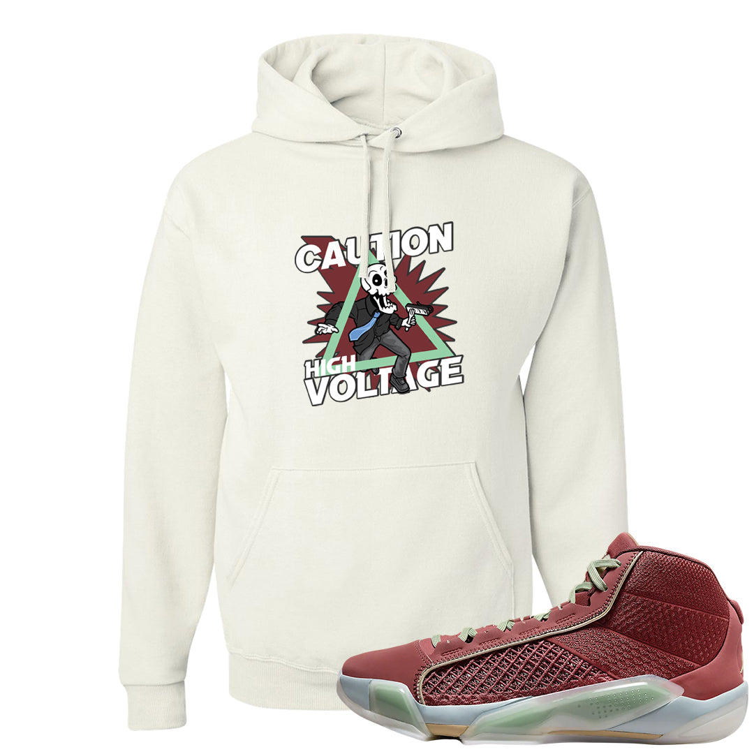Year of the Dragon 38s Hoodie | Caution High Voltage, White