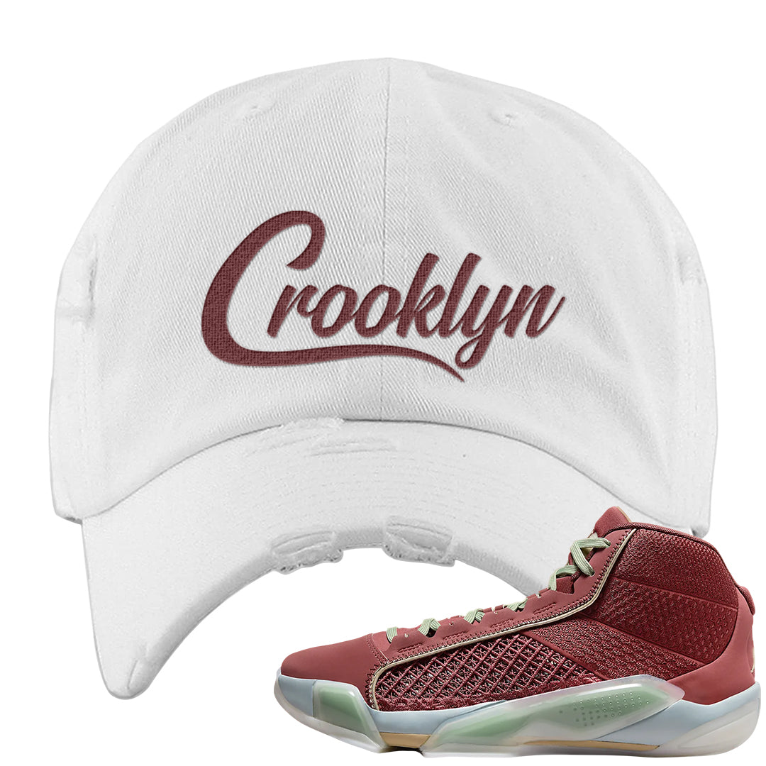 Year of the Dragon 38s Distressed Dad Hat | Crooklyn, White