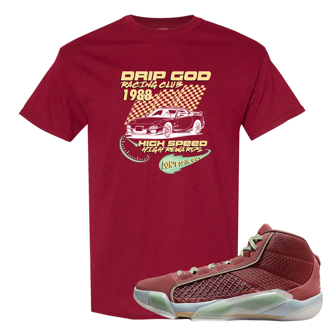 Year of the Dragon 38s T Shirt | Drip God Racing Club, Garnet