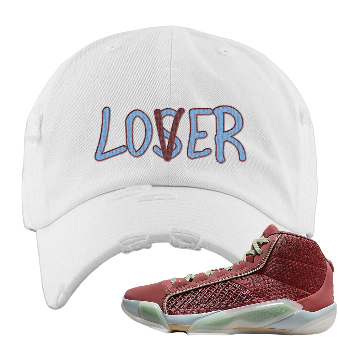 Year of the Dragon 38s Distressed Dad Hat | Lover, White