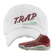 Year of the Dragon 38s Distressed Dad Hat | Trap To Rise Above Poverty, White