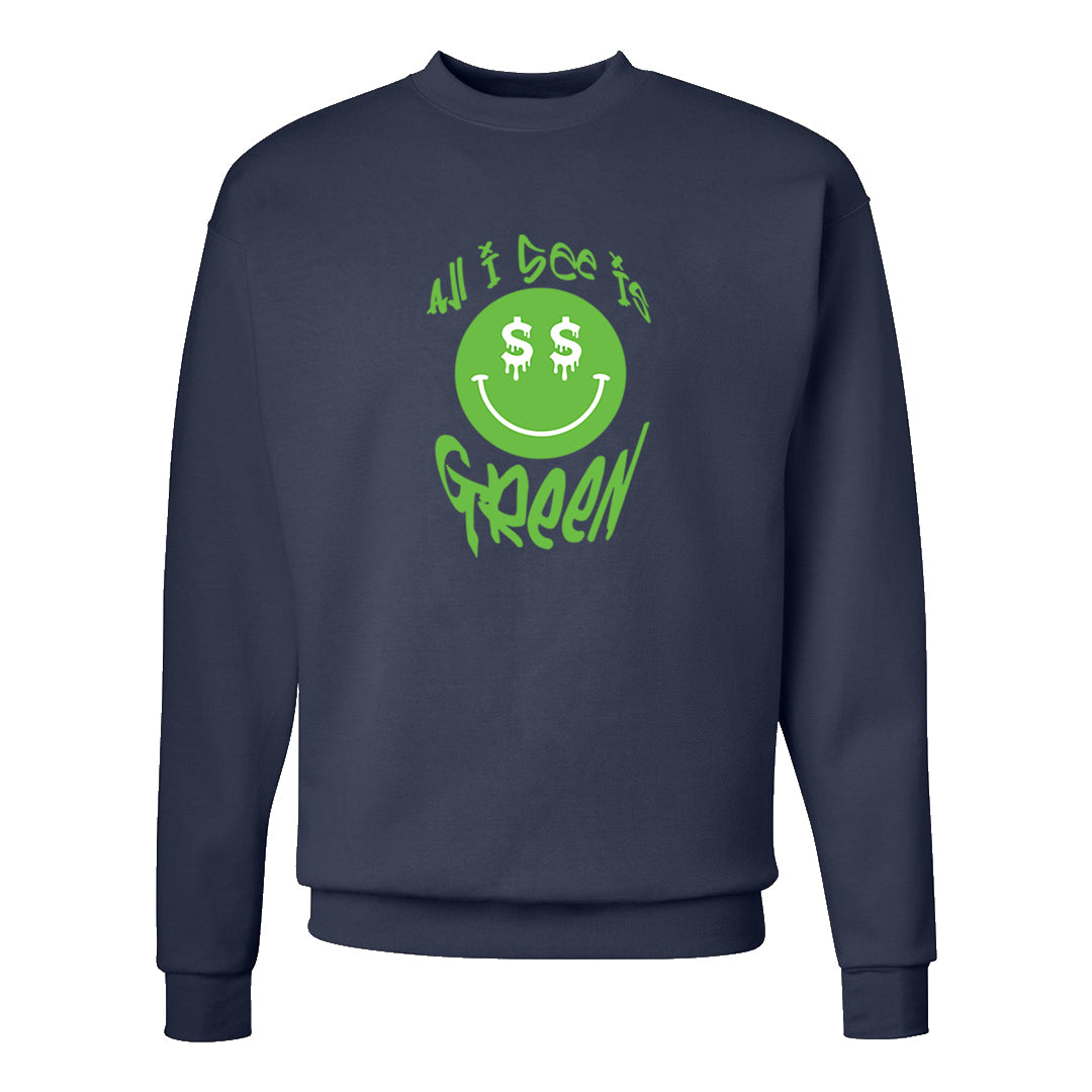 Juice 3s Crewneck Sweatshirt | All I See Is Green, Navy