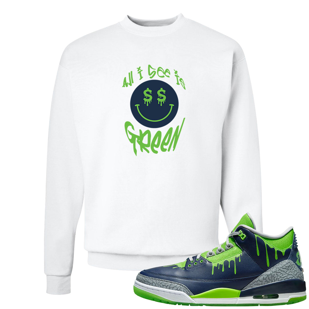 Juice 3s Crewneck Sweatshirt | All I See Is Green, White