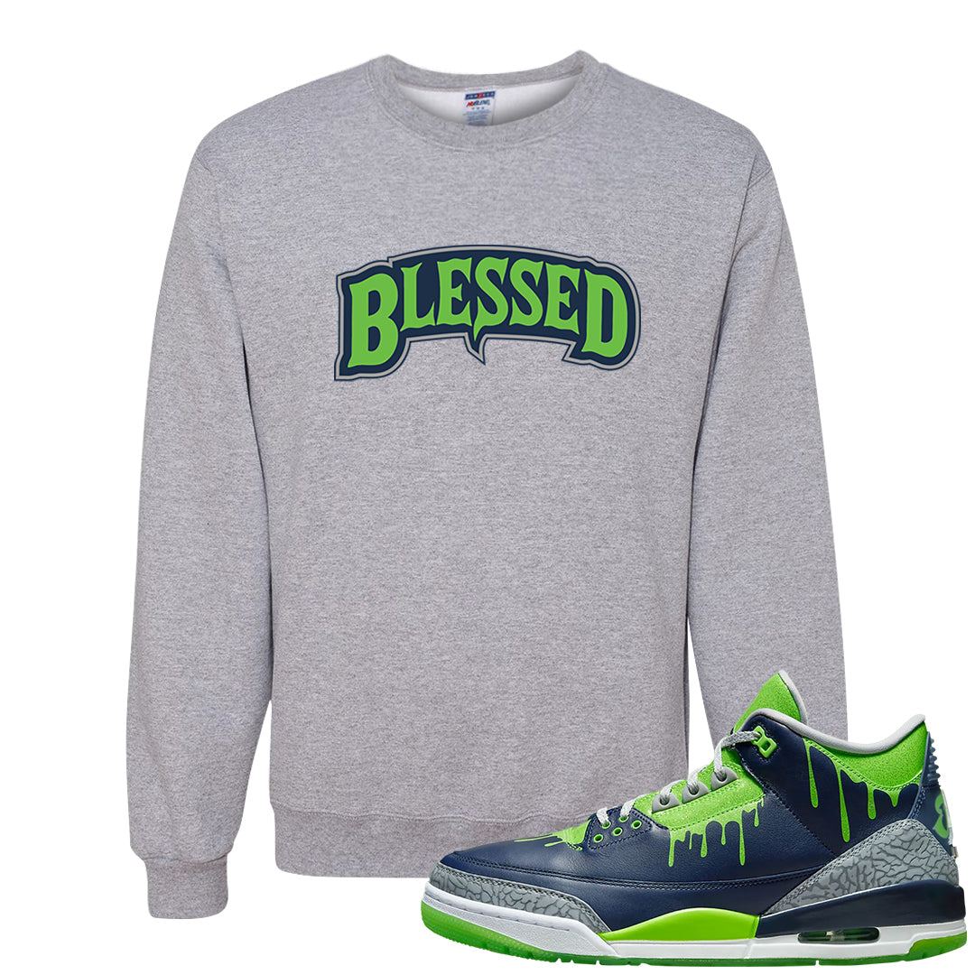 Juice 3s Crewneck Sweatshirt | Blessed Arch, Ash