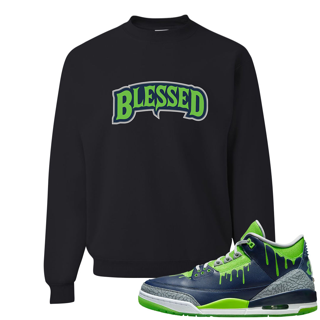 Juice 3s Crewneck Sweatshirt | Blessed Arch, Black