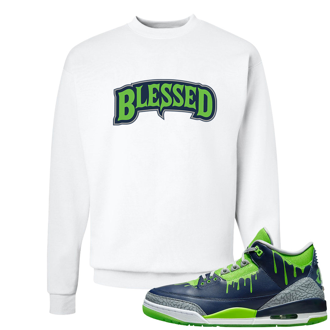 Juice 3s Crewneck Sweatshirt | Blessed Arch, White