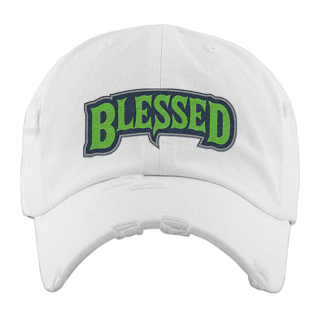 Juice 3s Distressed Dad Hat | Blessed Arch, White