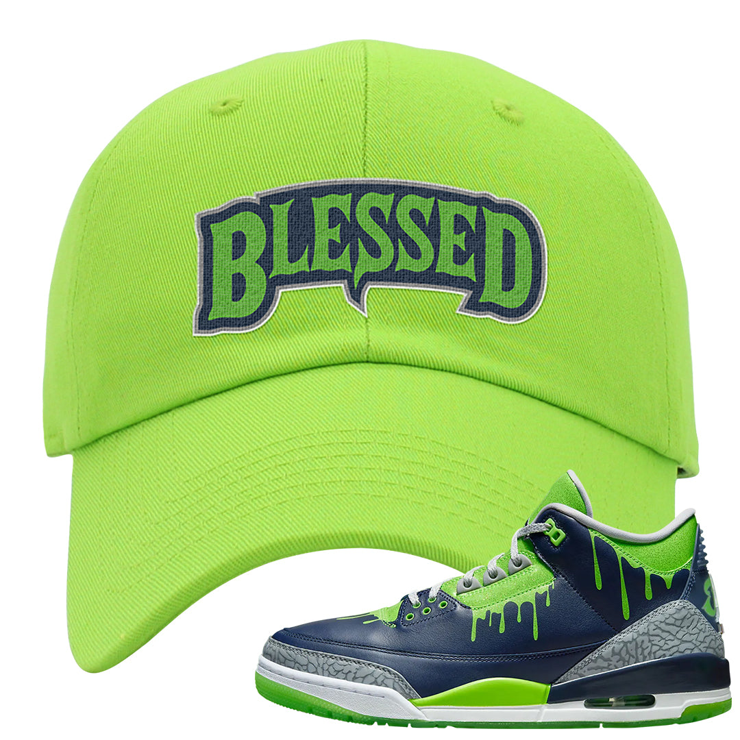 Juice 3s Dad Hat | Blessed Arch, Neon Green