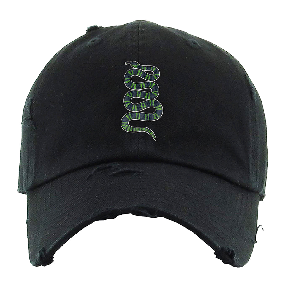 Juice 3s Distressed Dad Hat | Coiled Snake, Black