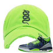 Juice 3s Distressed Dad Hat | Coiled Snake, Neon Green