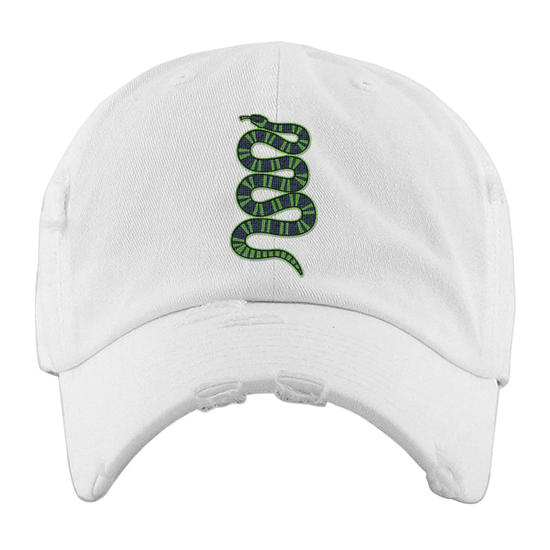 Juice 3s Distressed Dad Hat | Coiled Snake, White