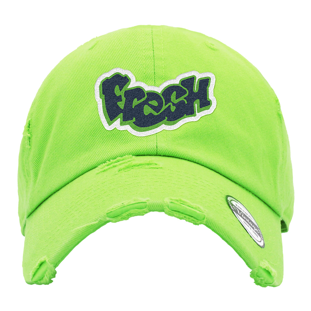 Juice 3s Distressed Dad Hat | Fresh, Neon Green
