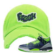 Juice 3s Distressed Dad Hat | Fresh, Neon Green