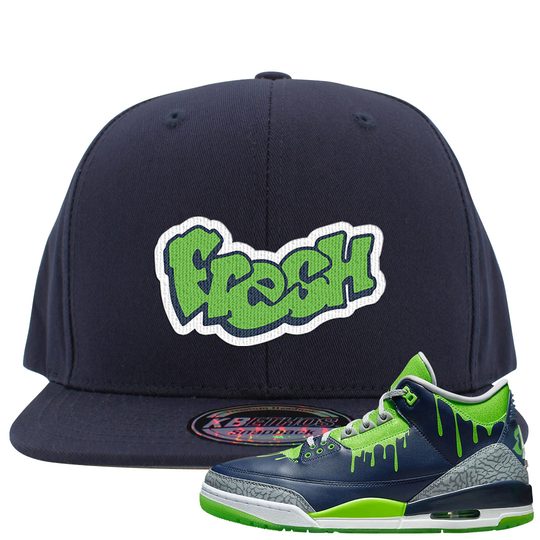 Juice 3s Snapback Hat | Fresh, Navy