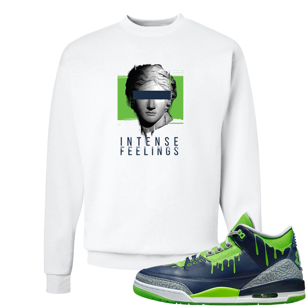 Juice 3s Crewneck Sweatshirt | Intense Feelings, White