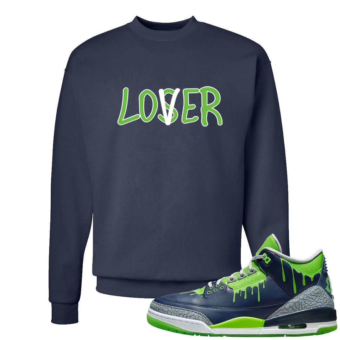 Juice 3s Crewneck Sweatshirt | Lover, Navy