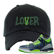 Juice 3s Distressed Dad Hat | Lover, Black