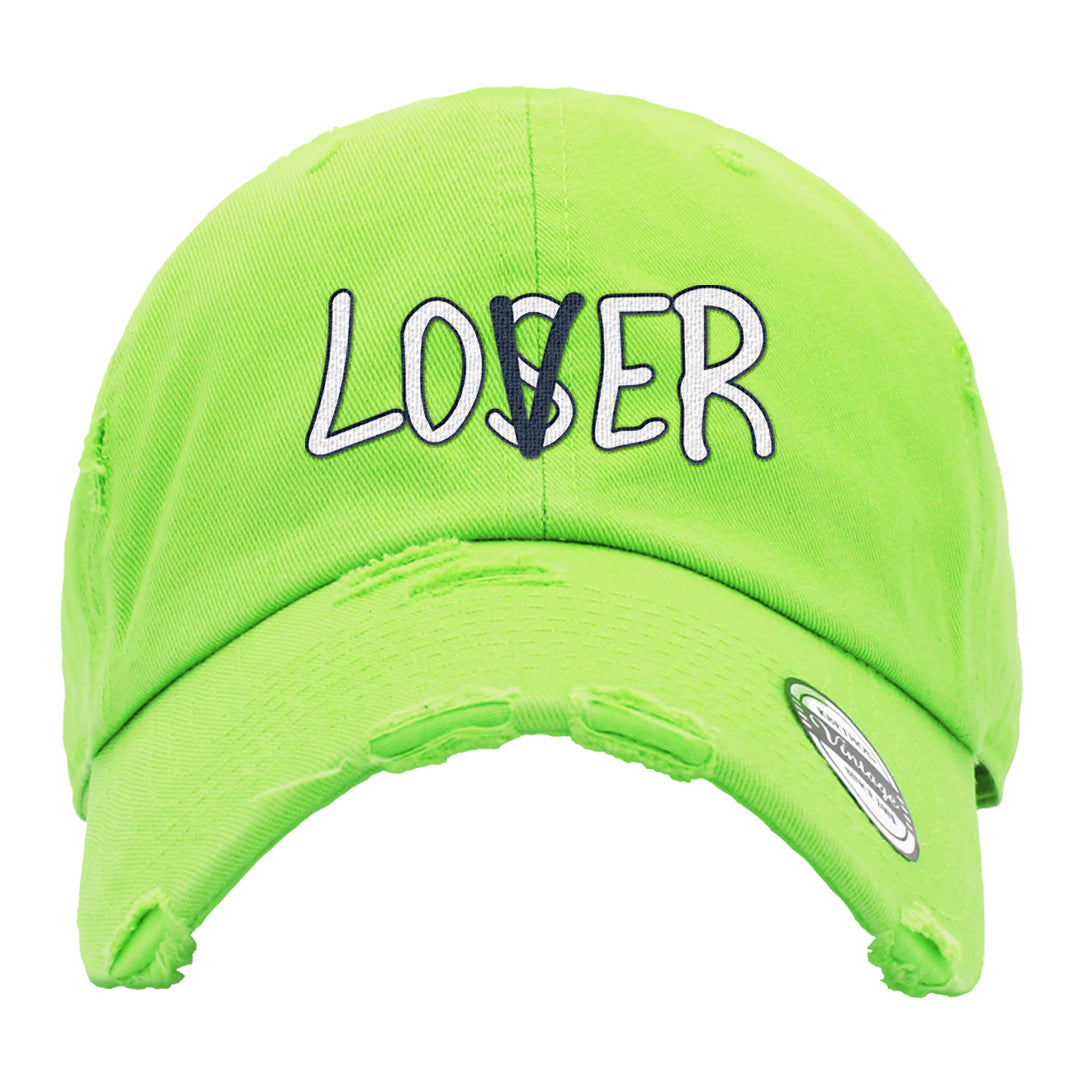 Juice 3s Distressed Dad Hat | Lover, Neon Green