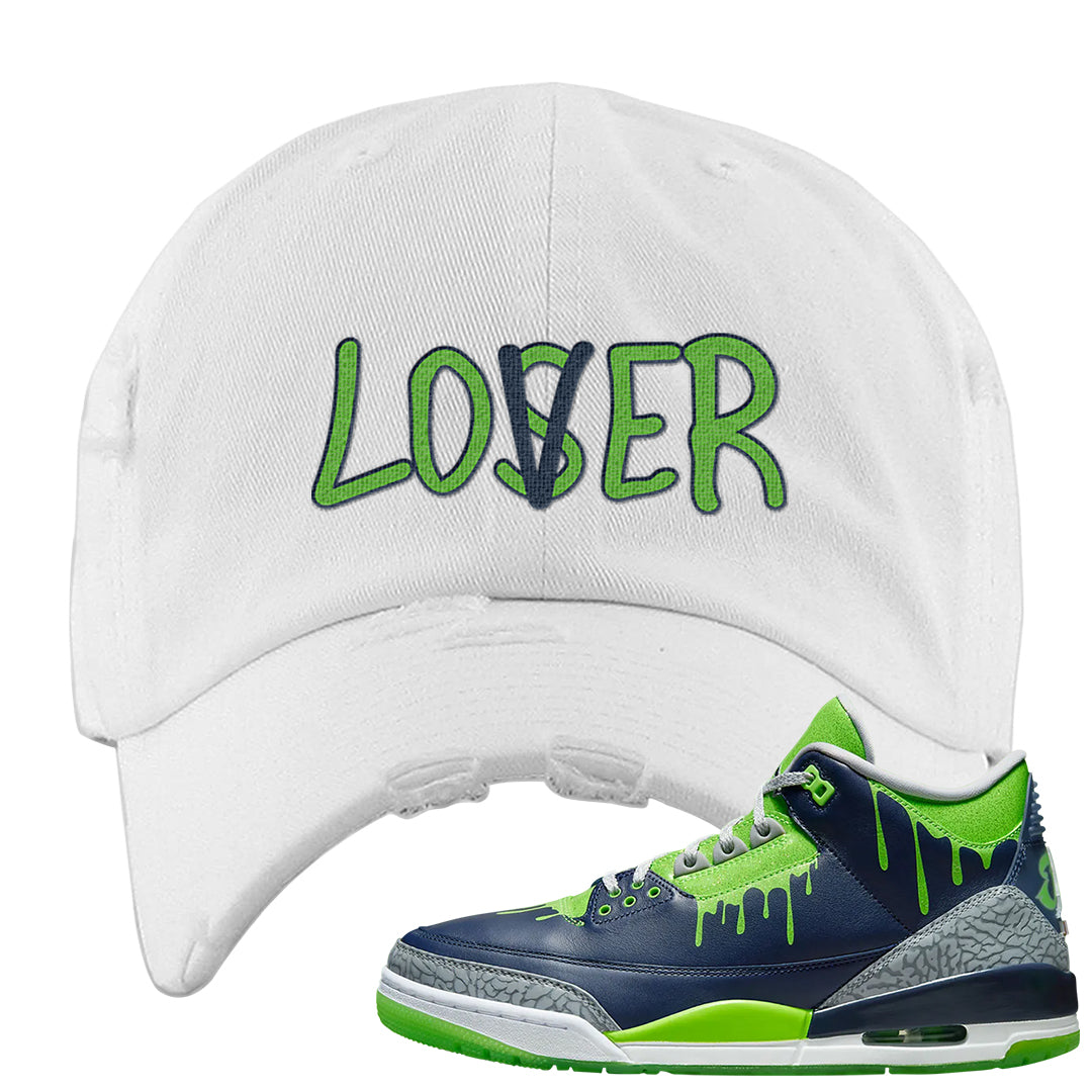 Juice 3s Distressed Dad Hat | Lover, White